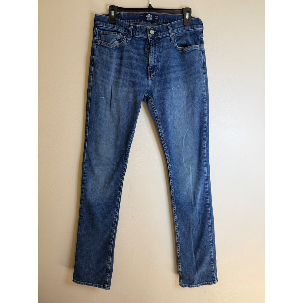 Hollister Epic Flex Mens 32x36 Slim Straight Jeans Medium Wash Blue Denim